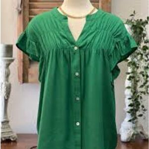 SHEIN Emerald Button-Up Blouse